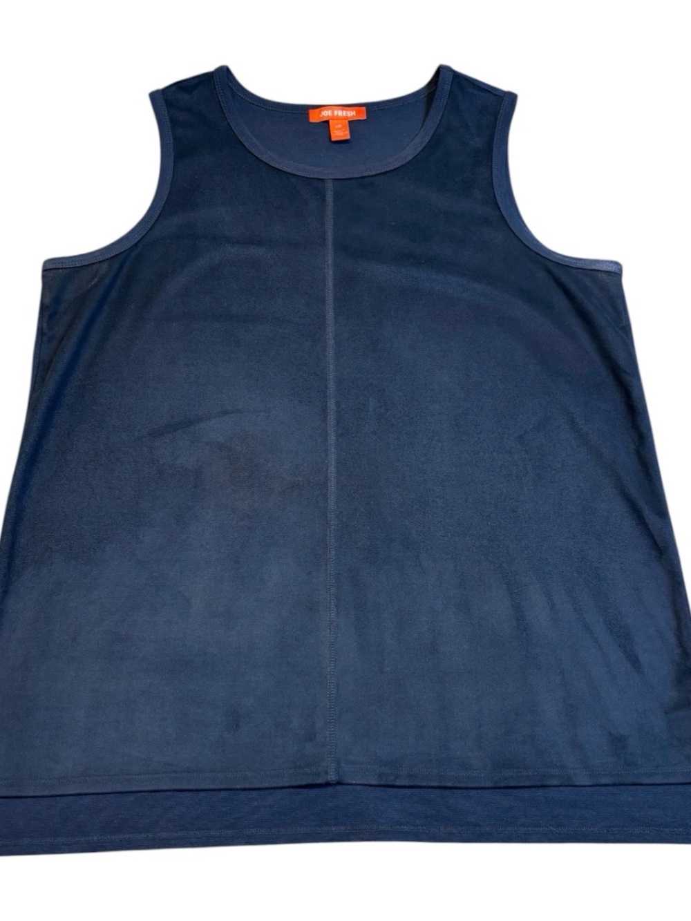 Joe Fresh Velvet Tank Top Women Large Navy Blue Faux Suede Scoop Neck EUC